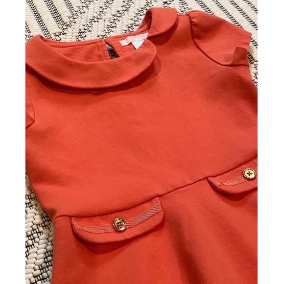 Tailored Autumn Orange Ponte Riding Dress with Faux Front Pockets - Picture 2 of 5